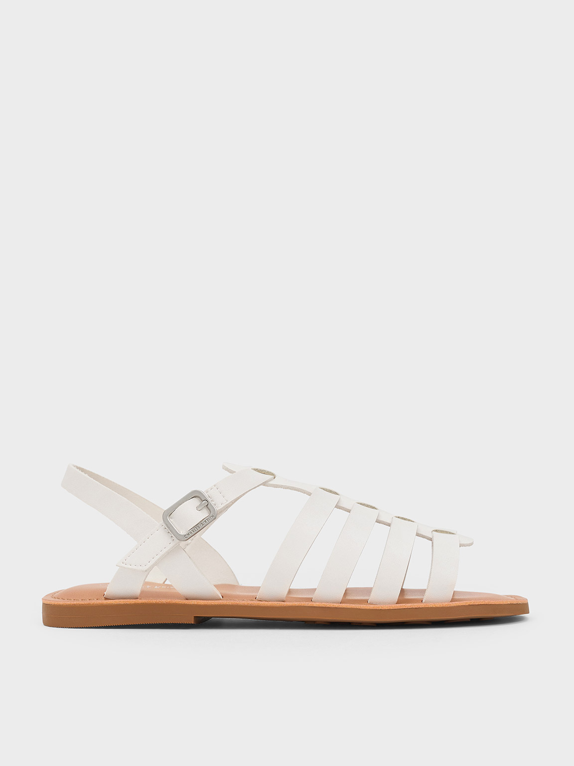 Shop Charles & Keith - Girls' Caged Sandals In White