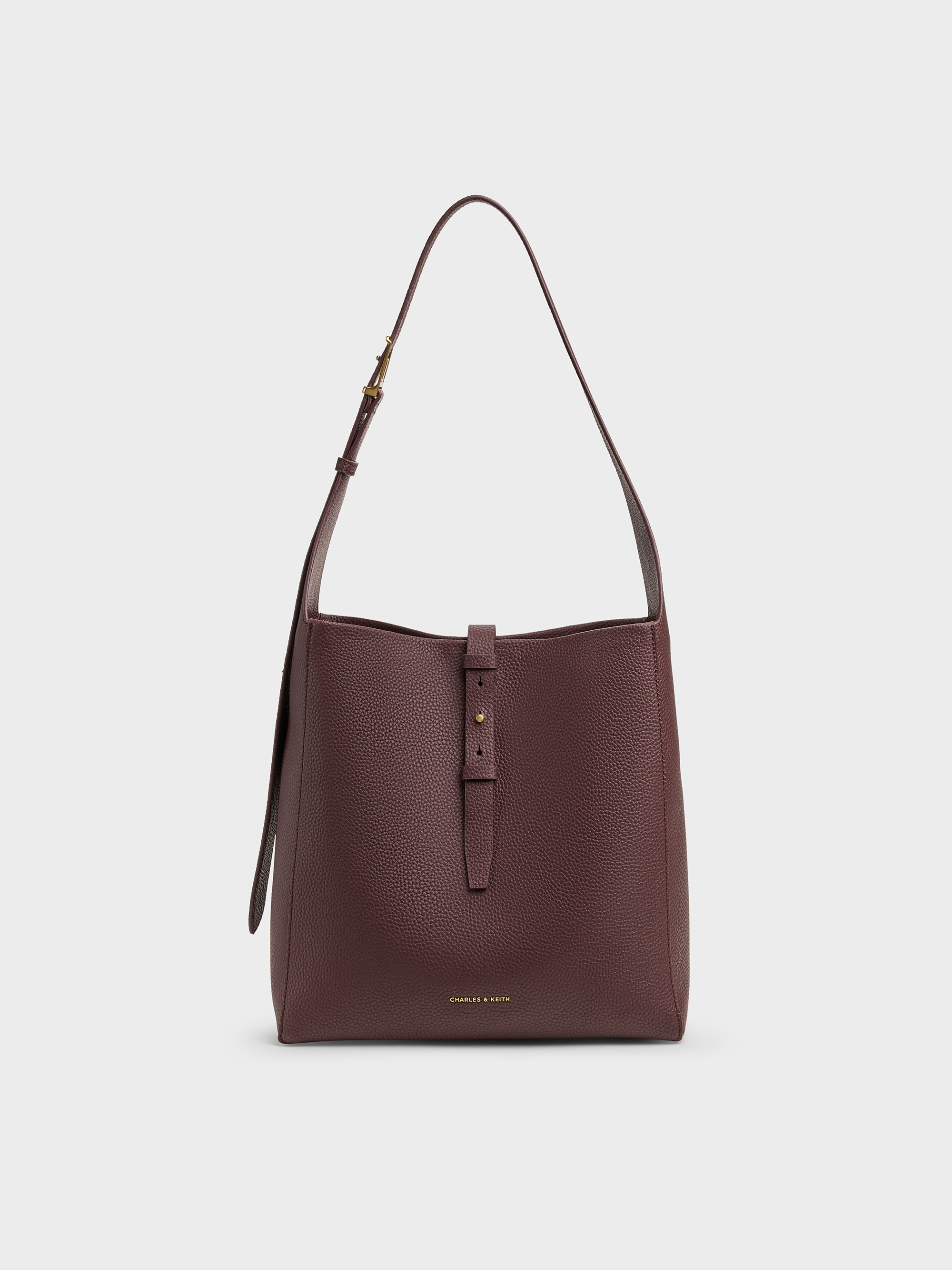 Charles & Keith - Beryl Recycled Leather Belted Hobo Bag In Red