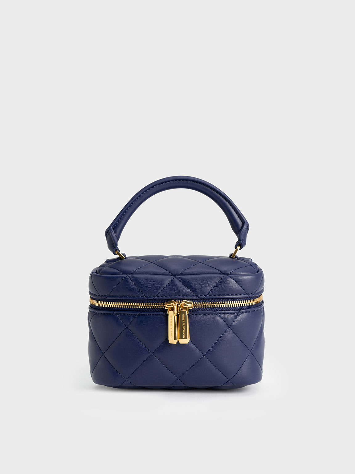 Charles & Keith Quilted Vanity Pouch In Navy